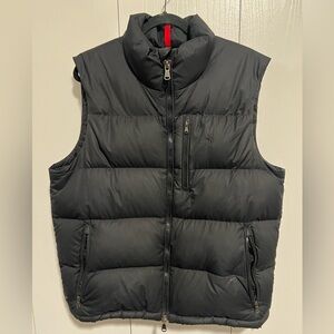 Polo Ralph Lauren Down Puffer Vest Black Mens Size Large Full Zip Pony Logo Flaw